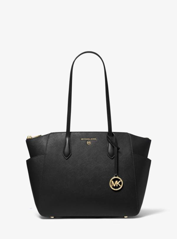 Damske Prenosná Taška Michael Kors Marilyn Medium Saffiano Leather Čierne - Kabelky Michael Kors Lacne | FBGHX-3975